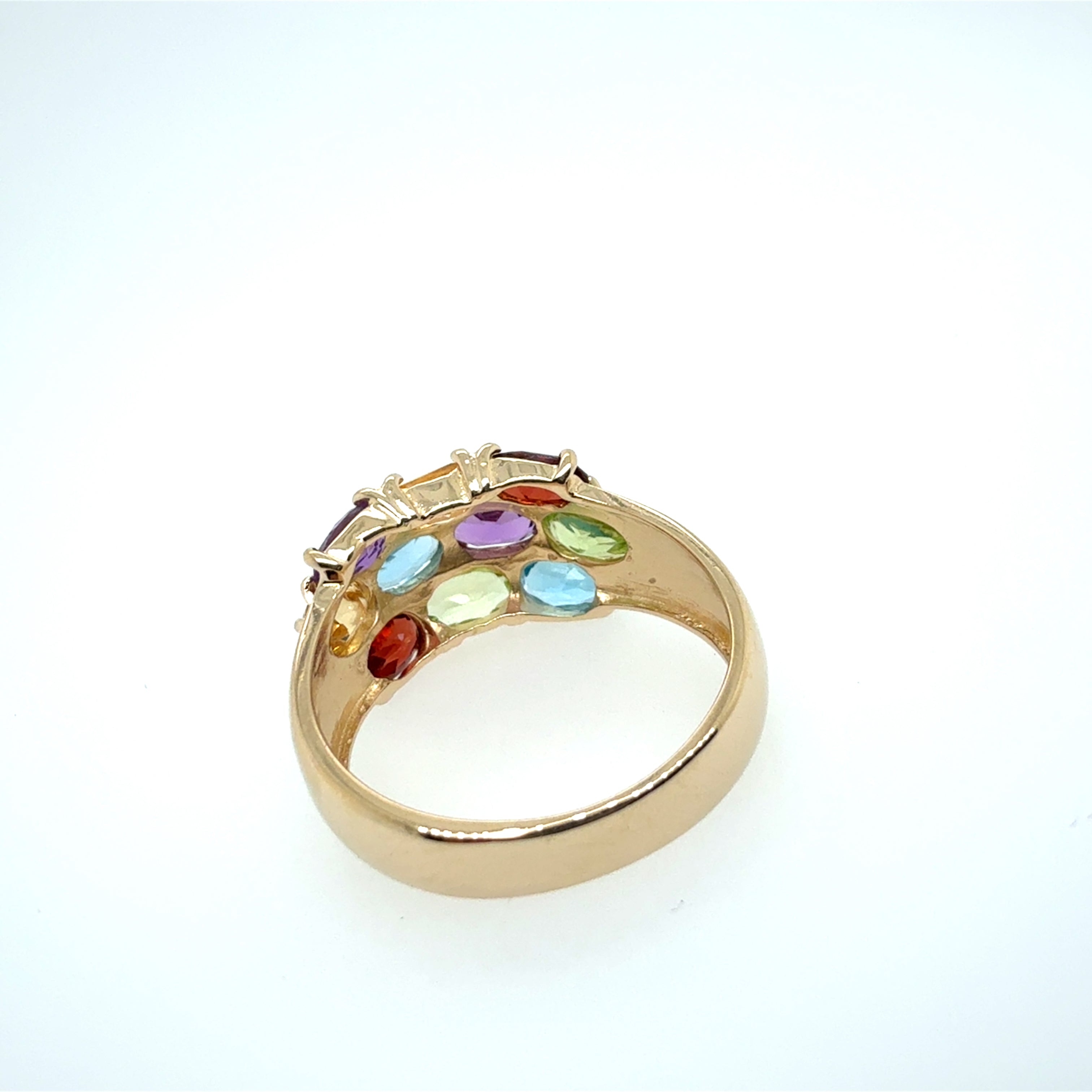 Modern Gold Multicolor Natural Oval Cluster Statement Ring