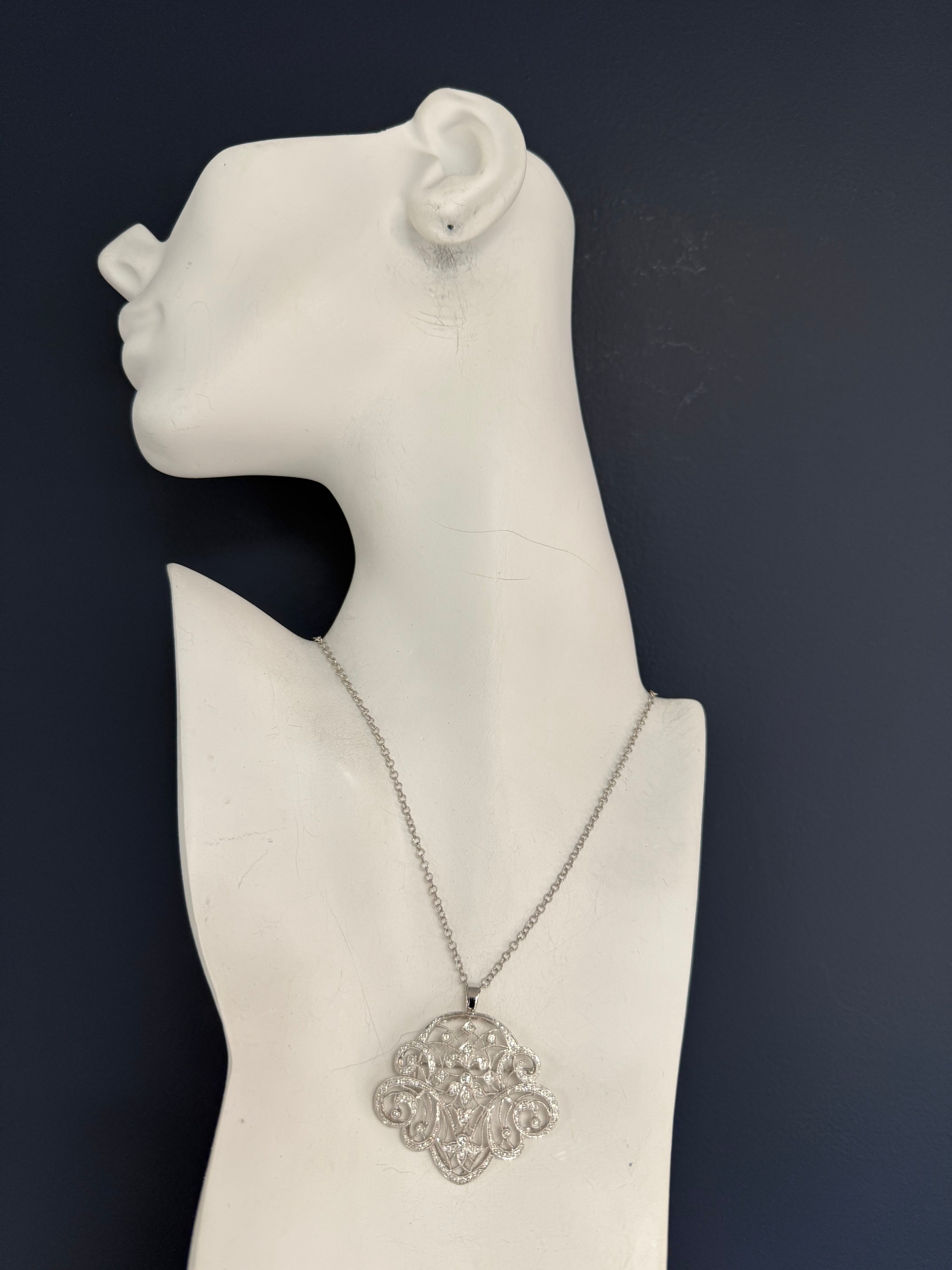 Modern White Gold 1.25 Carat Natural Colorless Diamond Pendant & Brooche