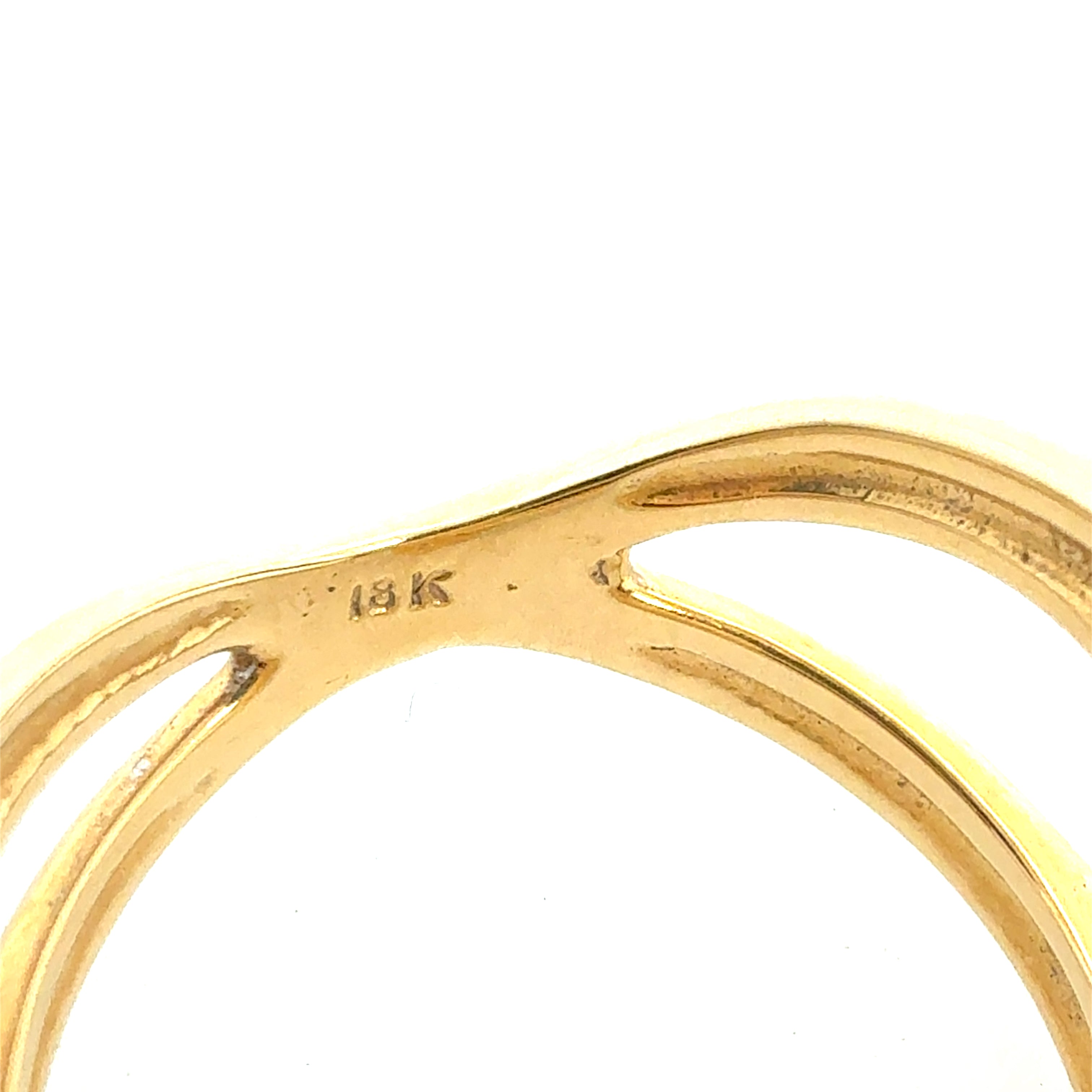 Retro 18K Yellow Gold Emerald & Diamond Split Shank Statement Ring Circa 1985