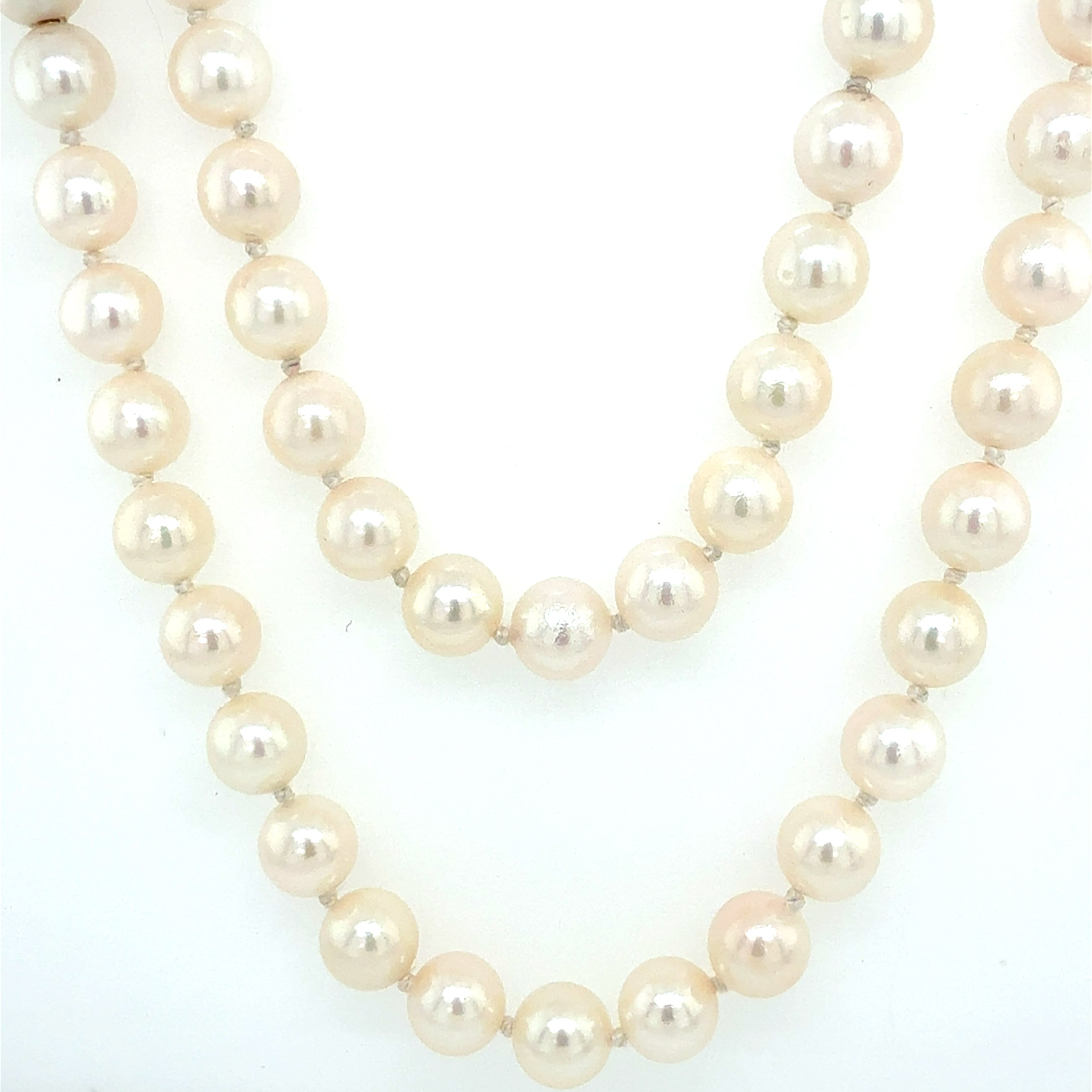Retro South Sea 31 Inch 7.25mm High Luster Pearl Opera Necklace Circa 1985