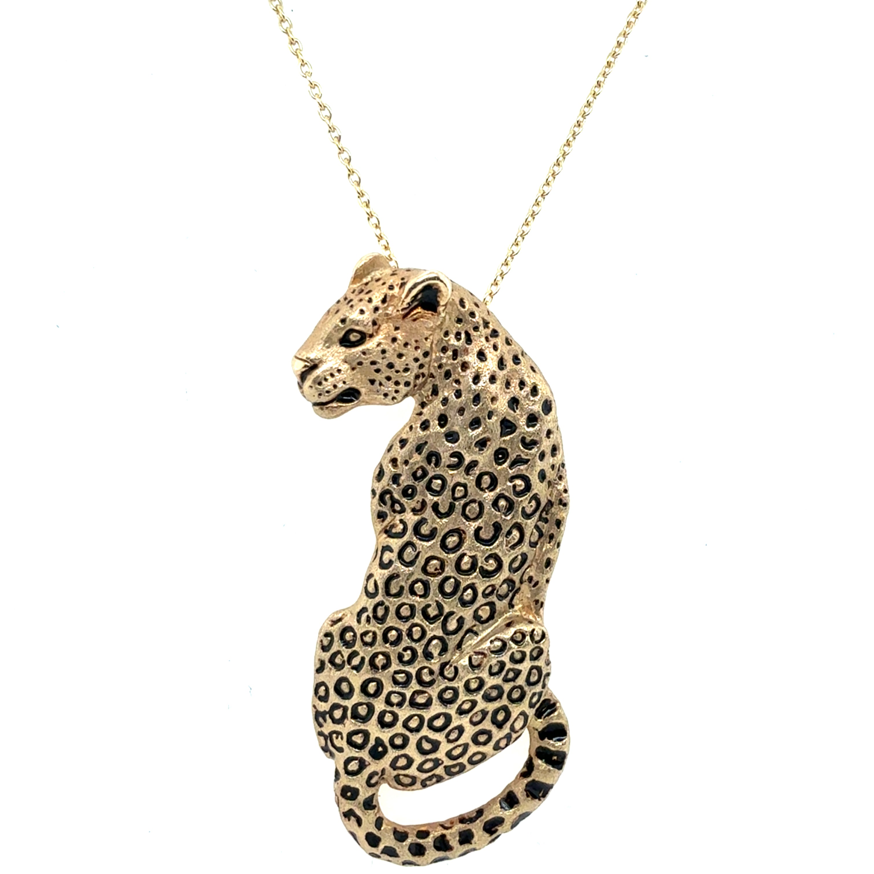 Retro Yellow Gold Leopard Pendant Numbered 28/300 by Gayle Knight