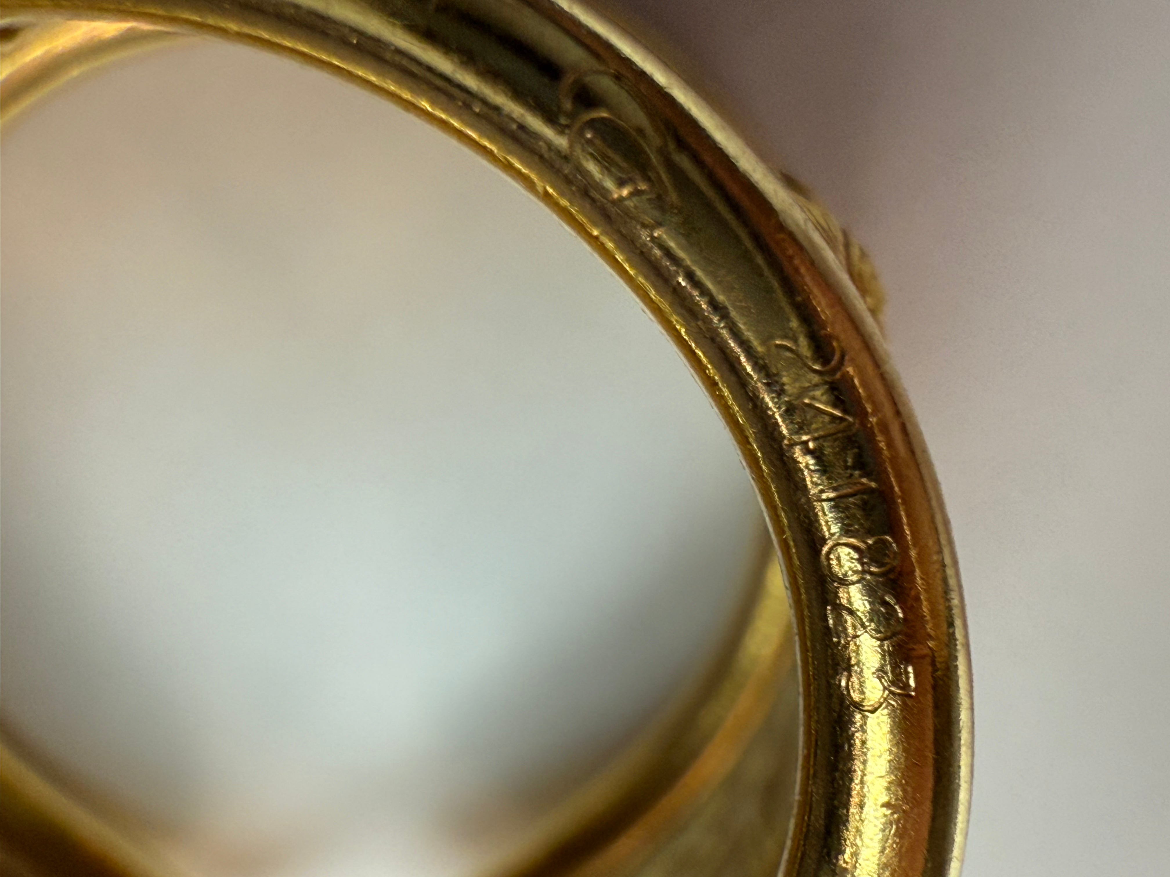Retro Gold Signed Carrera y Carrera Natural Diamond Heart Repousse Ring