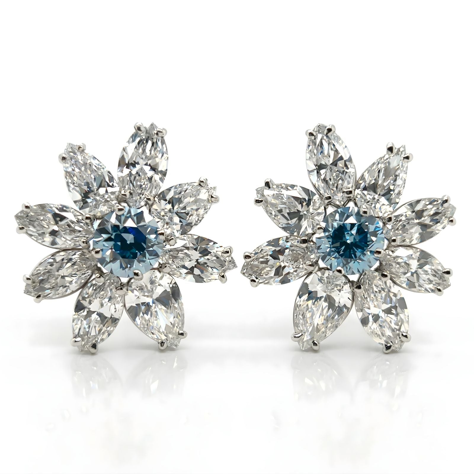GIA Certified 1.5 Carat Natural Fancy & Intense Blue Circular Diamond Earrings