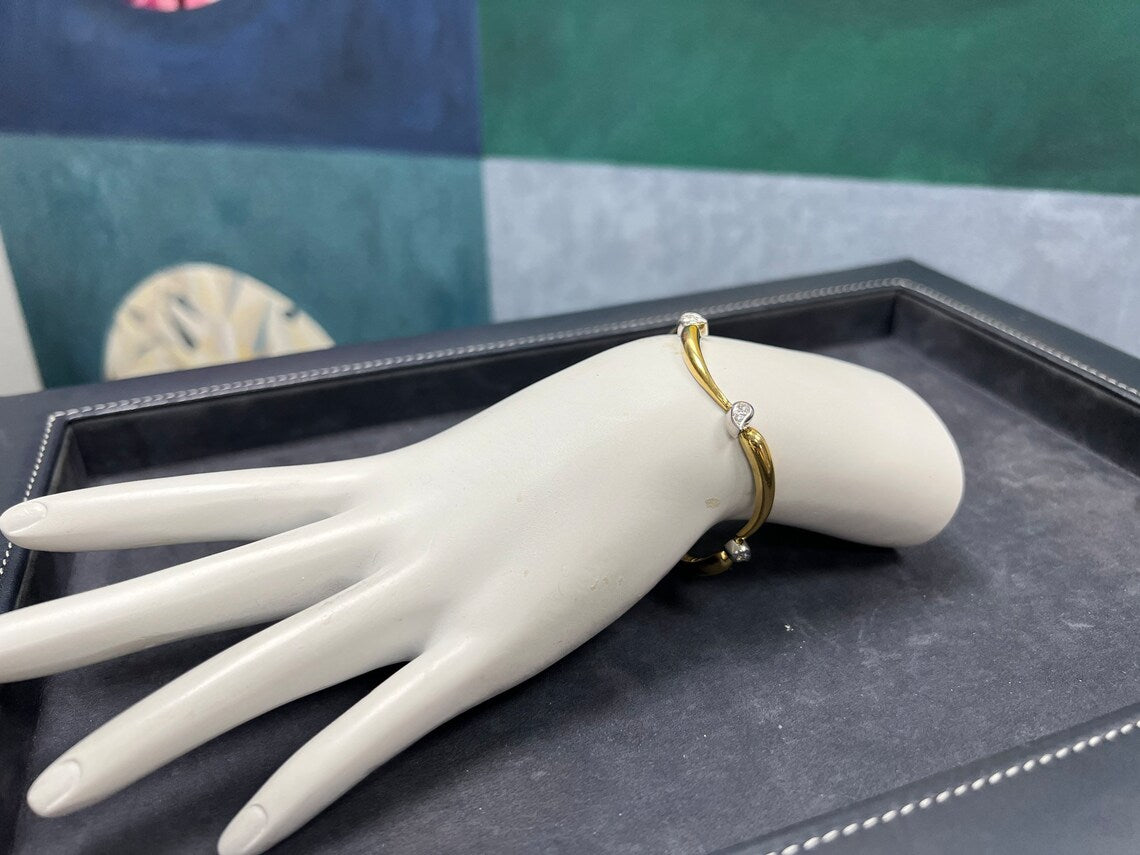 Retro Gold & Platinum 0.45 Carat Natural Colorless Diamond Bracelet Circa 1960