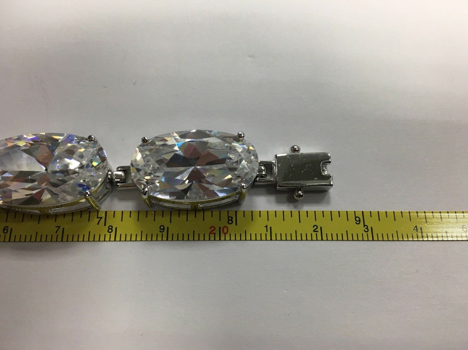 400ct! 925 Silver Large Bracelet Simulant 24x14mm Oval Gem Stone Estate