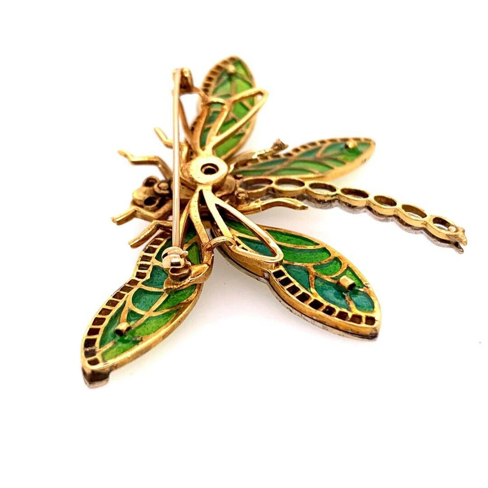Retro Gold Butterfly 2.35 Carat Natural Diamond, Gem Opal & Enamel Brooche 1960