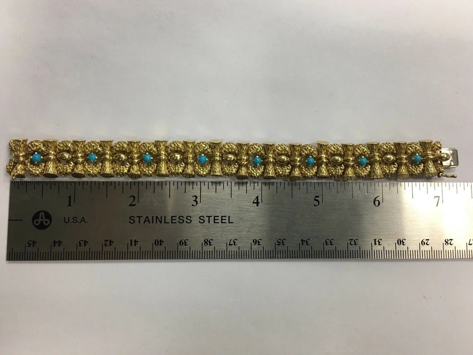 Retro Original Tiffany & Company Yellow Gold and Turquoise Bracelet Circa 1960