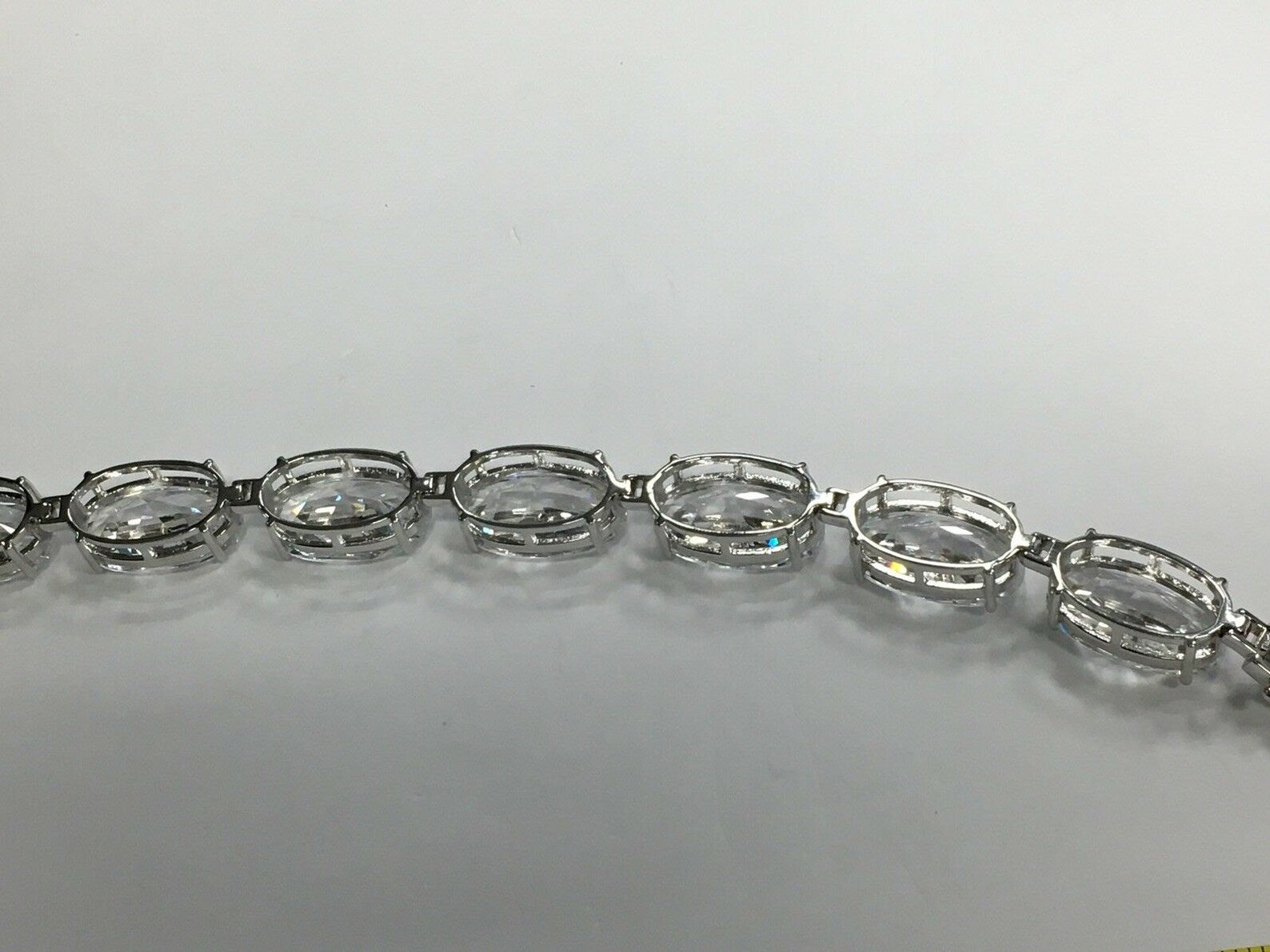 400ct! 925 Silver Large Bracelet Simulant 24x14mm Oval Gem Stone Estate
