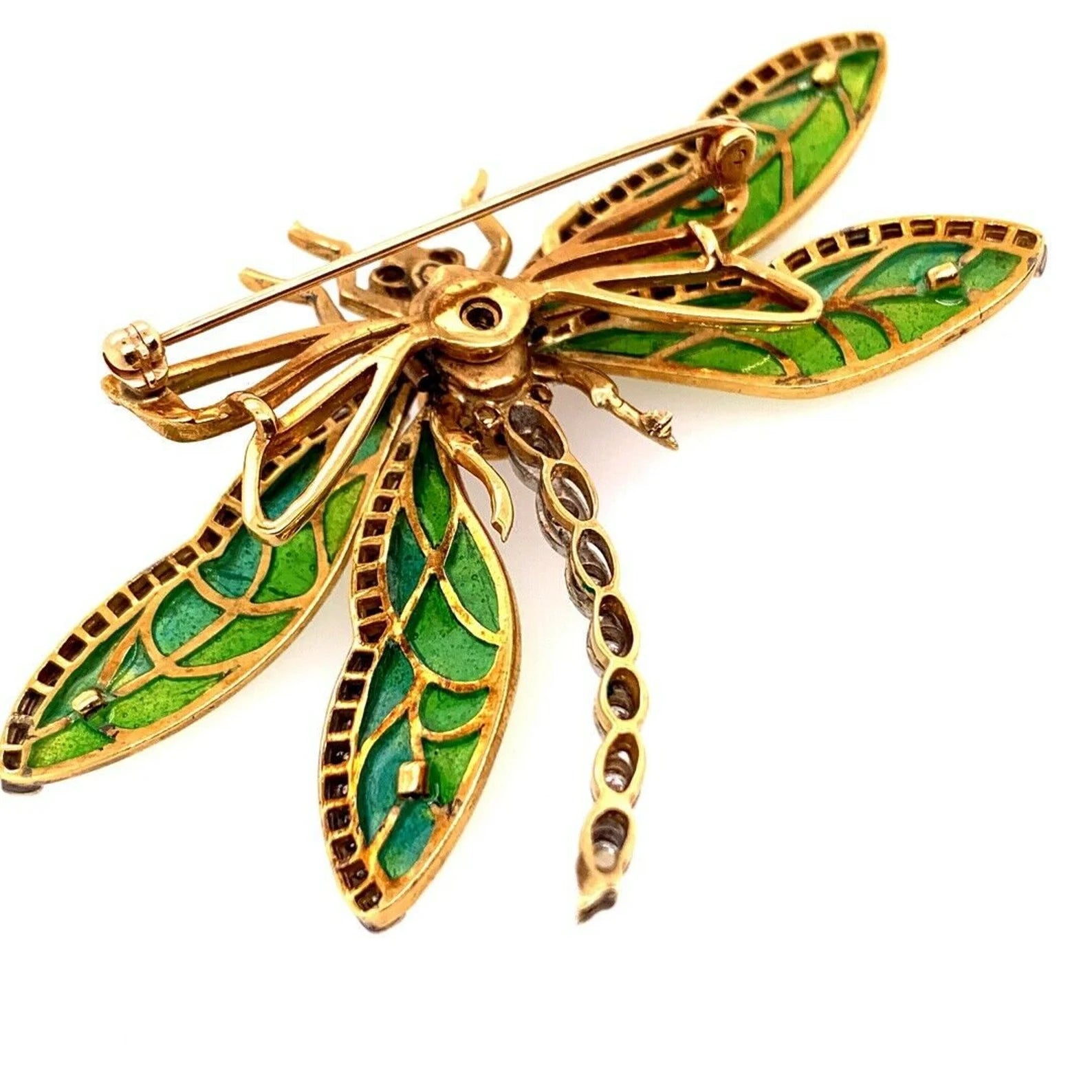 Retro Gold Butterfly 2.35 Carat Natural Diamond, Gem Opal & Enamel Brooche 1960