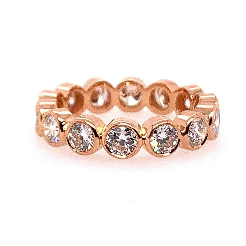 Modern Gold 2.25 Carat Natural Round Colorless Eternity Diamond Engagement Band
