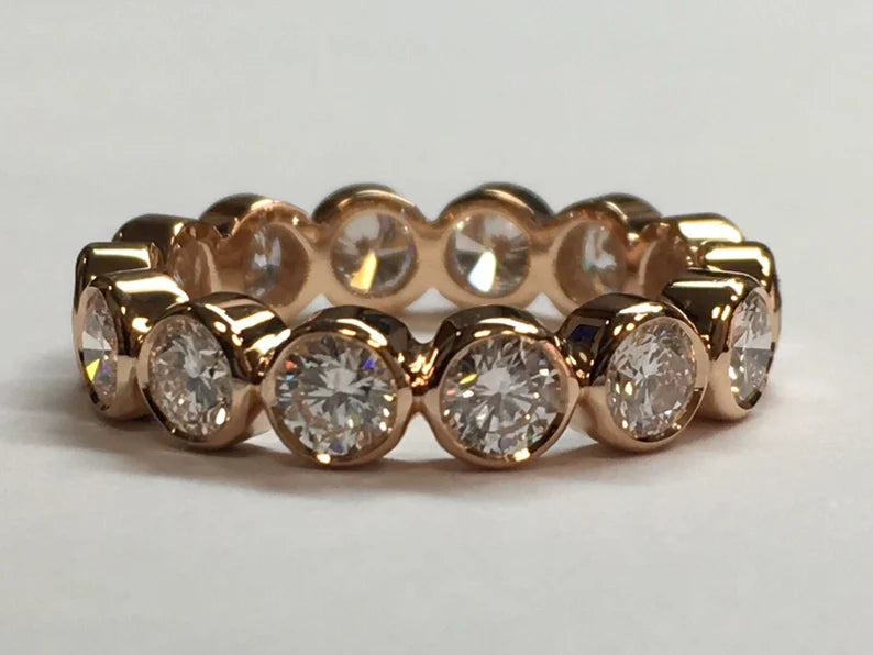 Modern Gold 2.25 Carat Natural Round Colorless Eternity Diamond Engagement Band