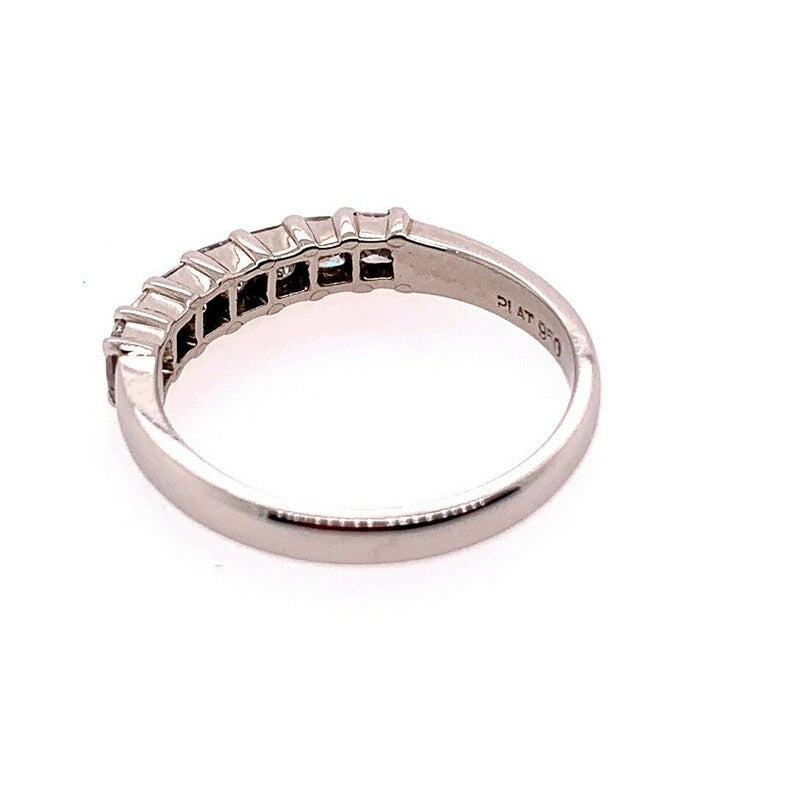 Modern Platinum Band 0.95 Carat Natural Colorless Princess Cut Diamond Band