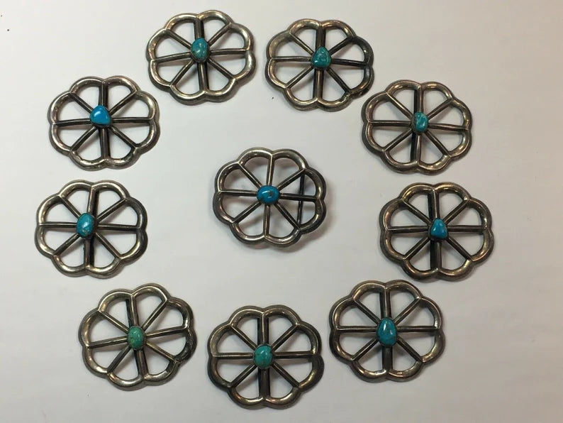 Estate Silver 357.73g Natural Turquoise Native Vintage Belt Buckle Set Gem Stone