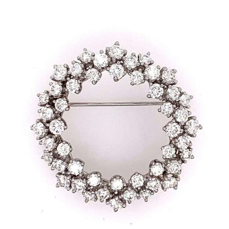 Modern Platinum Brooche 4.50 Carat Natural Round Collection Diamonds Circa 1980