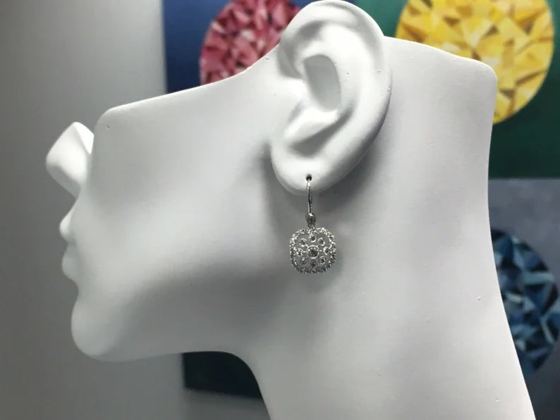 Vintage Earrings 18k 4.7g Gold 0.85ct Natural Round Diamond Estate Gem Stone
