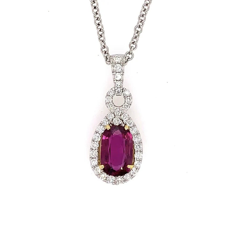 Platinum Certified 3.85 Carat Natural Diamond & Pink Sapphire Thai Ruby Pendant