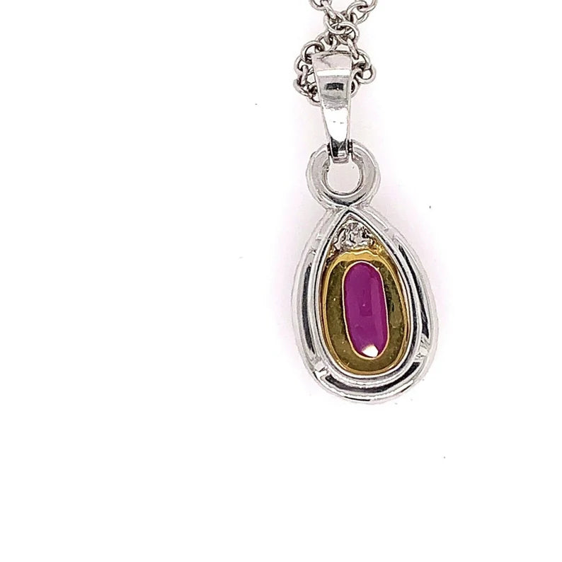 Platinum Certified 3.85 Carat Natural Diamond & Pink Sapphire Thai Ruby Pendant