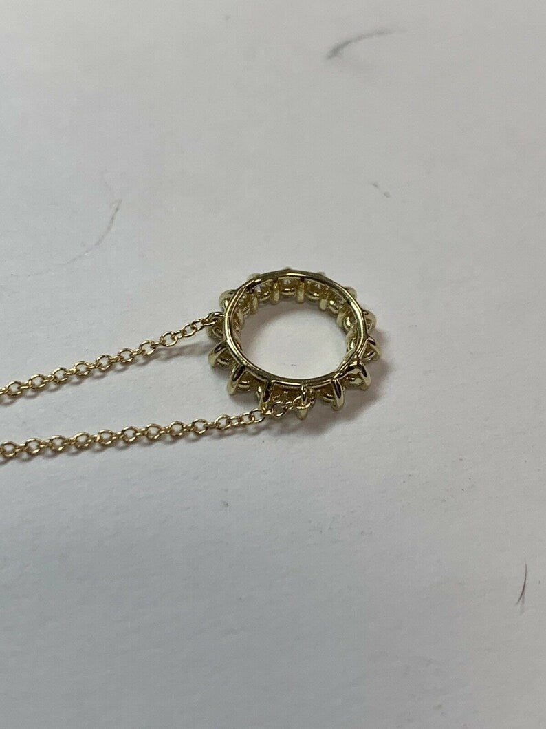 Yellow Gold 0.51 Carat Natural E-F VS Round Brilliant Diamond Modern Pendant