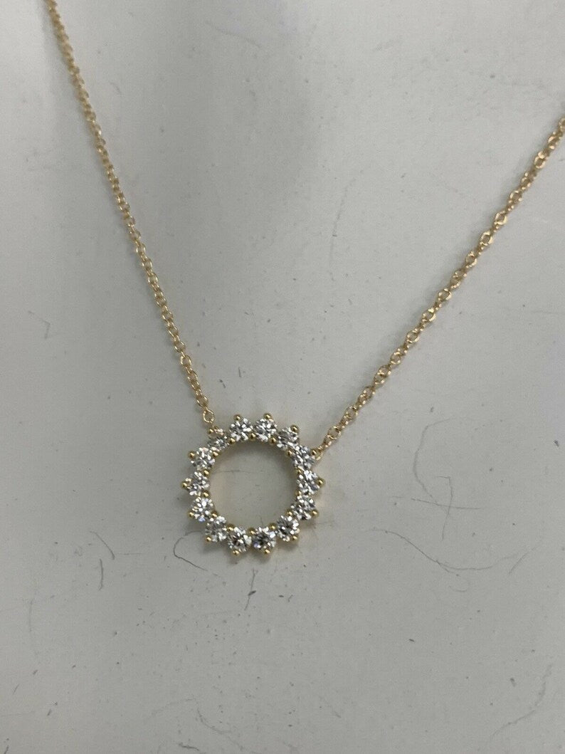 Yellow Gold 0.51 Carat Natural E-F VS Round Brilliant Diamond Modern Pendant