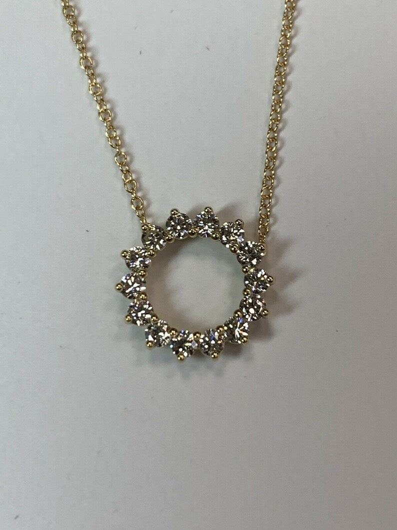 Yellow Gold 0.51 Carat Natural E-F VS Round Brilliant Diamond Modern Pendant
