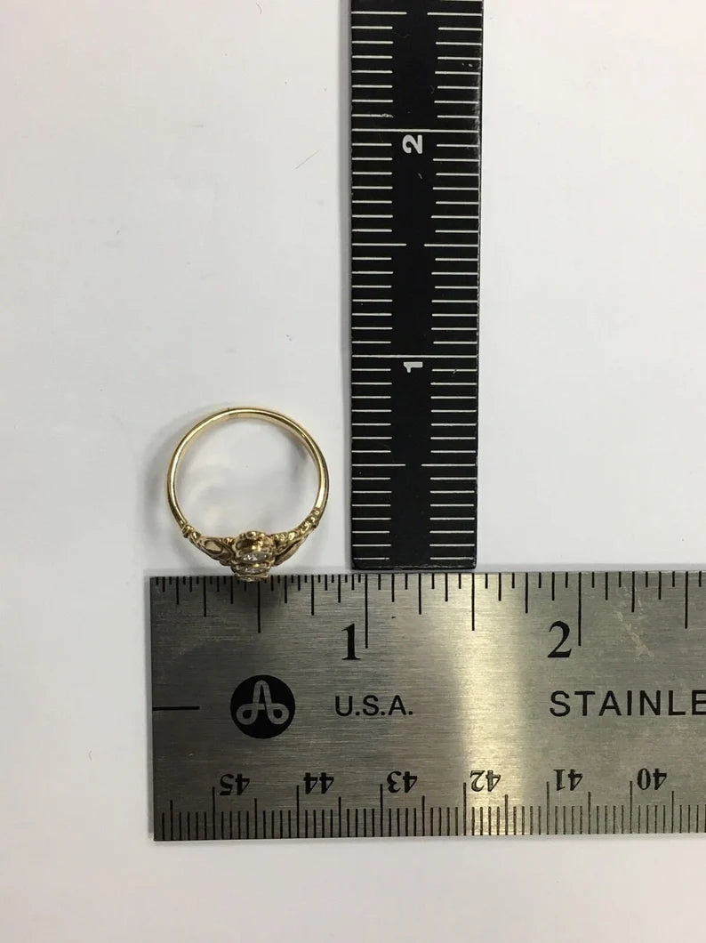 Retro Gold 0.65 Carat Natural Round Brilliant Colorless Diamond Engagement Ring