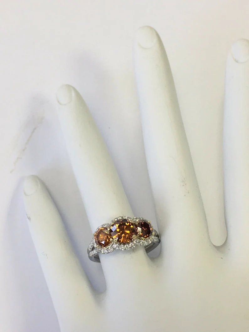 GIA Certified 2.50 Carat Brilliant Natural Deep Orange Platinum Engagement Ring