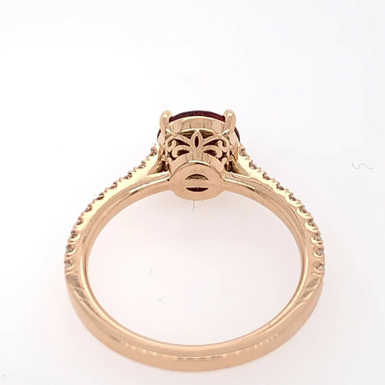 1.93ct Natural GIA Cert 18k Rose Gold Ruby & Diamond Engagement Ring Gem Stone