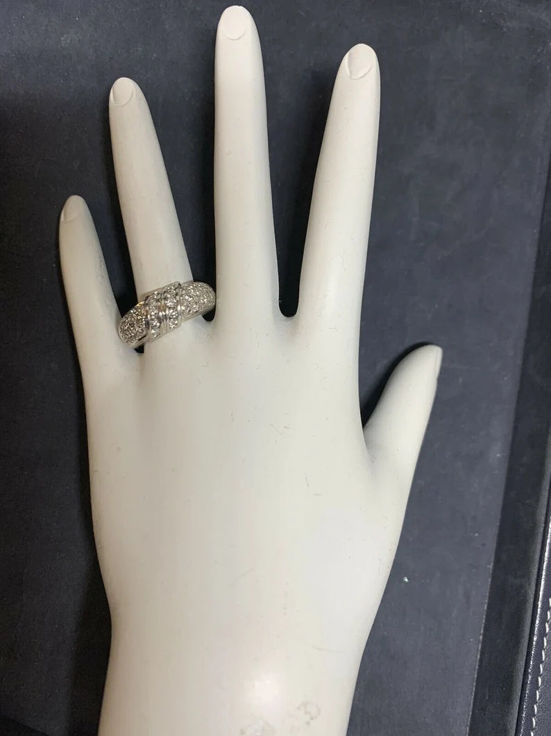 Modern Gold Cocktail Band 1 Carat Natural Colorless Diamond Gem Ring Circa 1980