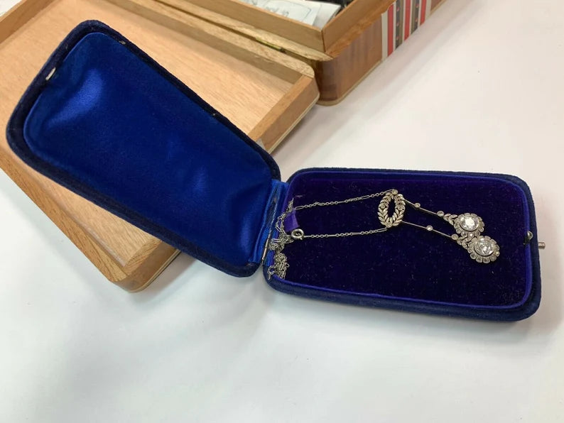 Victorian Gold Pendant 1.75 Carat (appx) Natural European Cut Vintage Diamonds