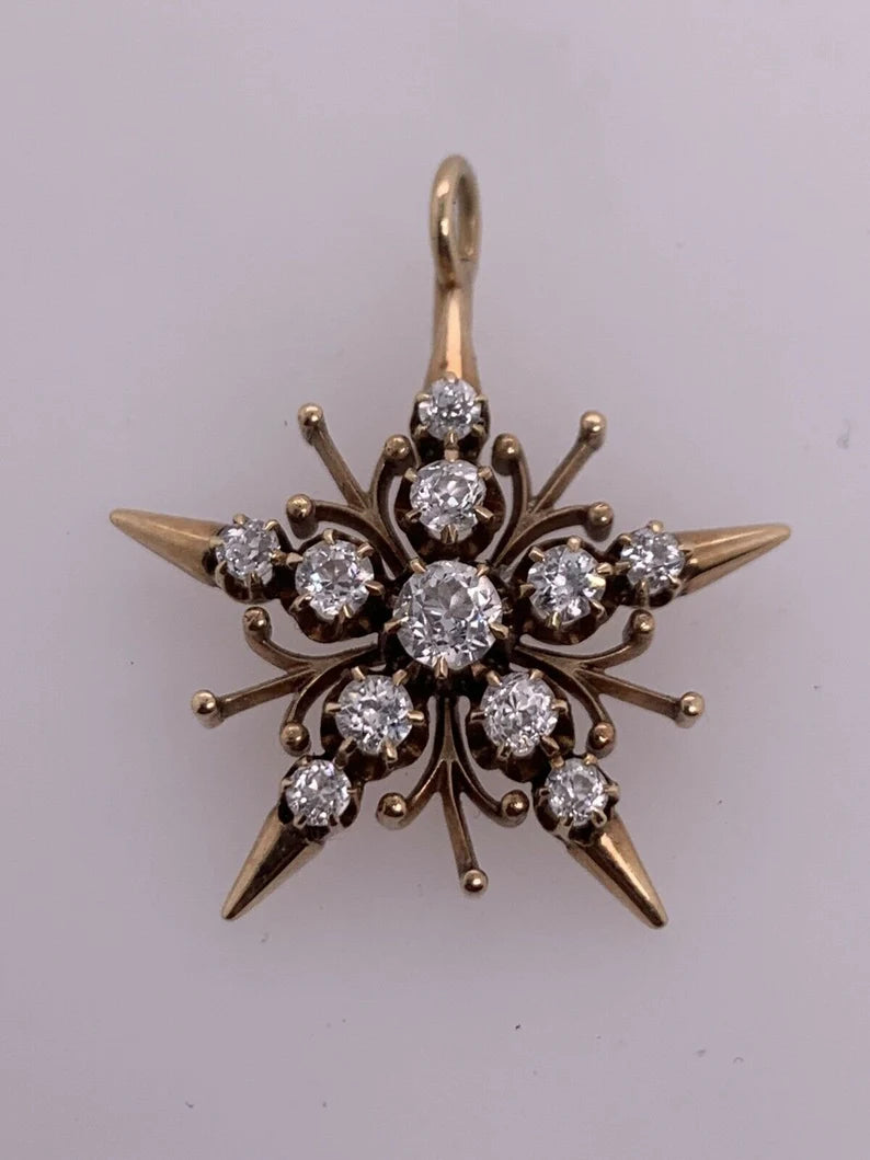 Victorian Gold 1 Carat Natural Old European Cut Diamond Pendant Circa 1920