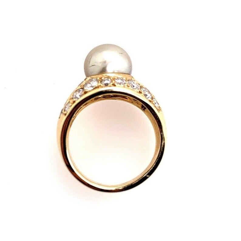 Retro Gold 2.50 Carat Natural Diamond, Sapphire & Pearl Cocktail Ring Circa 1950