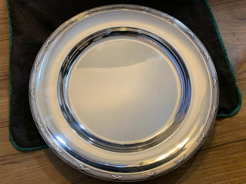 Vintage Christofle Paris France Sterling Silver Round Platter 925 Never Used