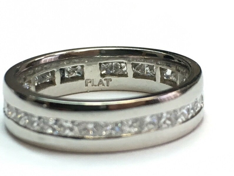 Modern Platinum Band 2 Carat Natural Princess Cut Colorless Diamond Engagement