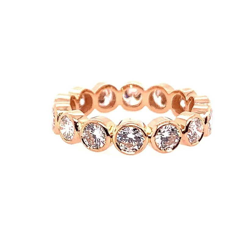 Modern Gold 2.25 Carat Natural Round Colorless Eternity Diamond Engagement Band