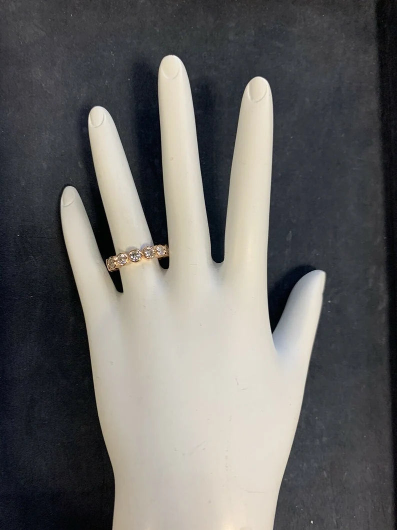 Modern Gold 2.25 Carat Natural Round Colorless Eternity Diamond Engagement Band