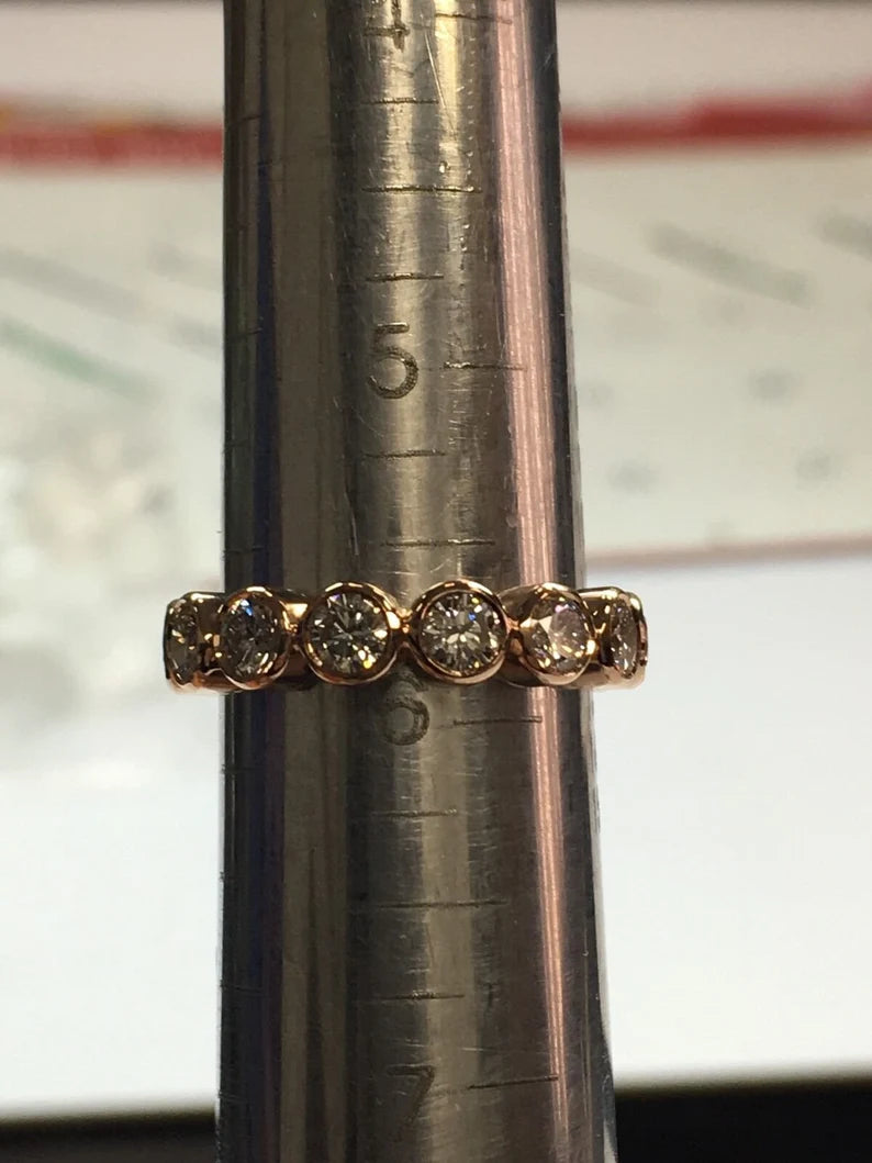 Modern Gold 2.25 Carat Natural Round Colorless Eternity Diamond Engagement Band