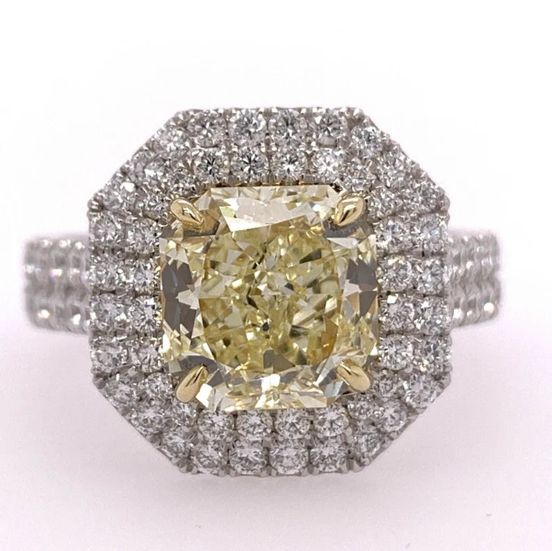 GIA Certified 2.48 Carat Natural Fancy Yellow Flawless Diamond Platinum Ring