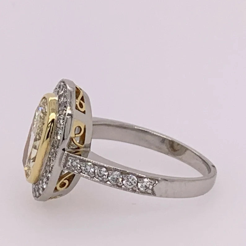 EGL Certified 2 Carat Natural Oval U-V Light Yellow VS2 Diamond Engagement Ring