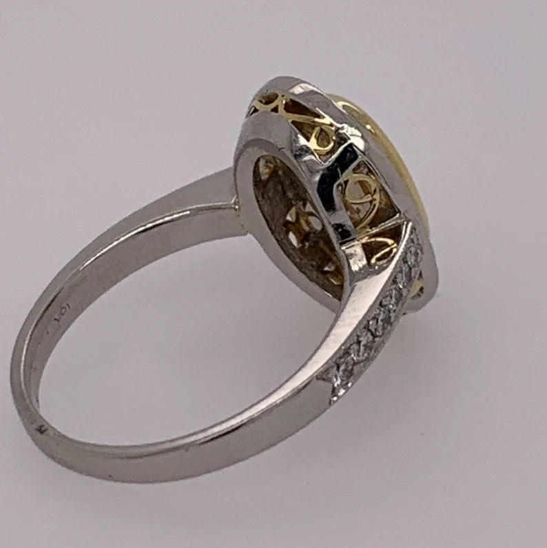EGL Certified 2 Carat Natural Oval U-V Light Yellow VS2 Diamond Engagement Ring