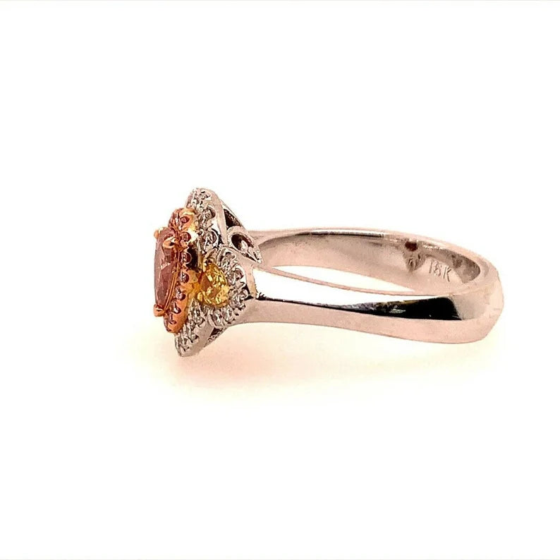 GIA Certified 0.38 Carat Natural Pear Pink Diamond Cocktail Gold Engagement Ring