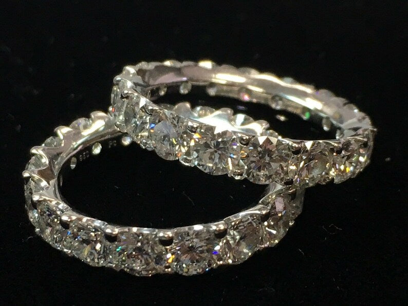 Platinum 4 Carat Round Brilliant Natural Colorless VVS Diamond Eternity Band