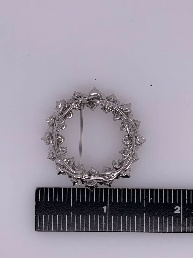 Modern Platinum Brooche 4.50 Carat Natural Round Collection Diamonds Circa 1980