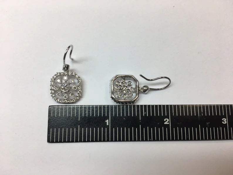 Vintage Earrings 18k 4.7g Gold 0.85ct Natural Round Diamond Estate Gem Stone