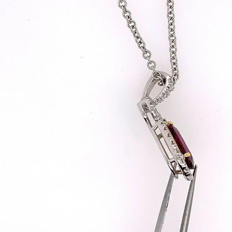 Platinum Certified 3.85 Carat Natural Diamond & Pink Sapphire Thai Ruby Pendant