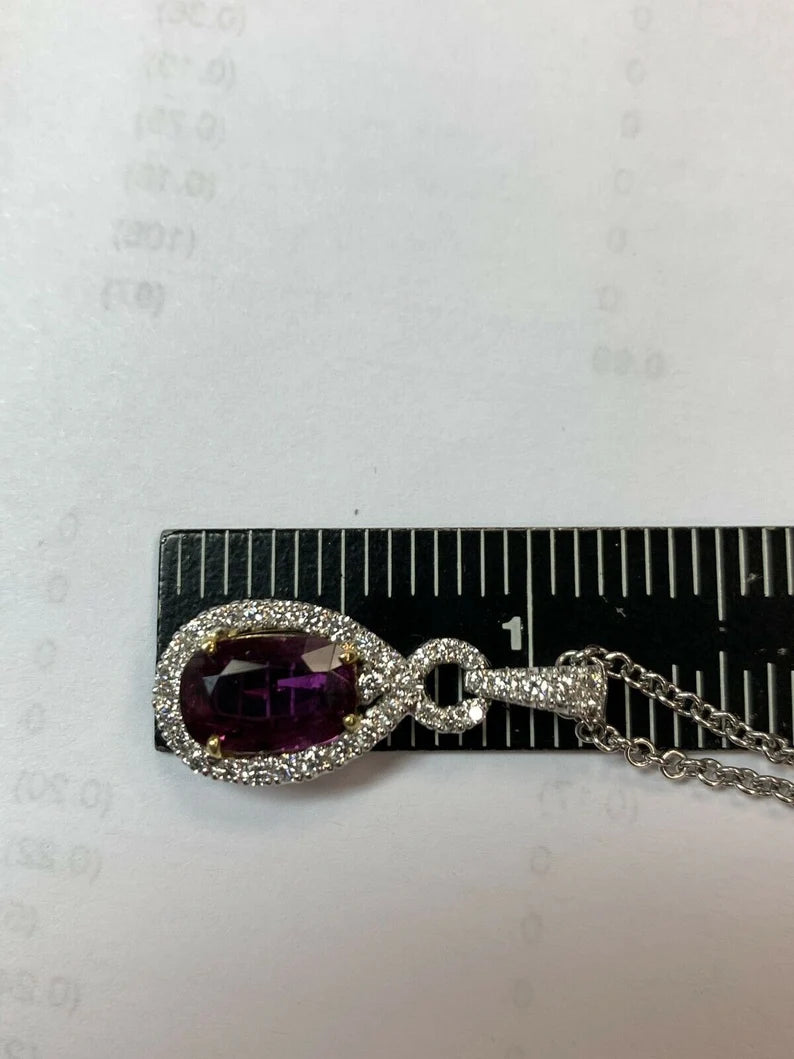 Platinum Certified 3.85 Carat Natural Diamond & Pink Sapphire Thai Ruby Pendant