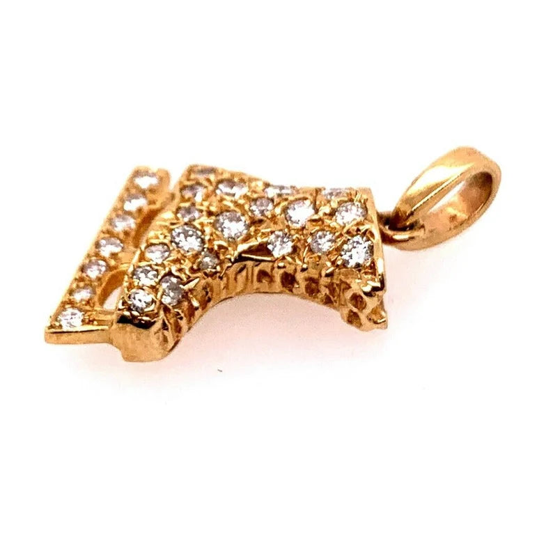 Modern 14k Gold Ice Skating Charm Pendant 0.51 Carat Natural Diamonds Gem Stone