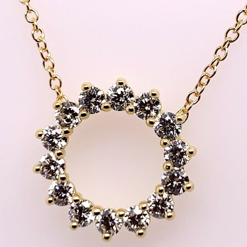 Yellow Gold 0.51 Carat Natural E-F VS Round Brilliant Diamond Modern Pendant