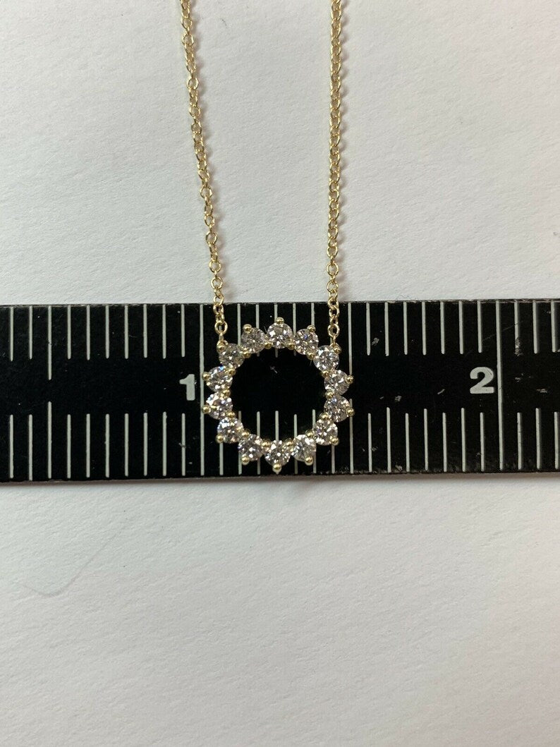 Yellow Gold 0.51 Carat Natural E-F VS Round Brilliant Diamond Modern Pendant