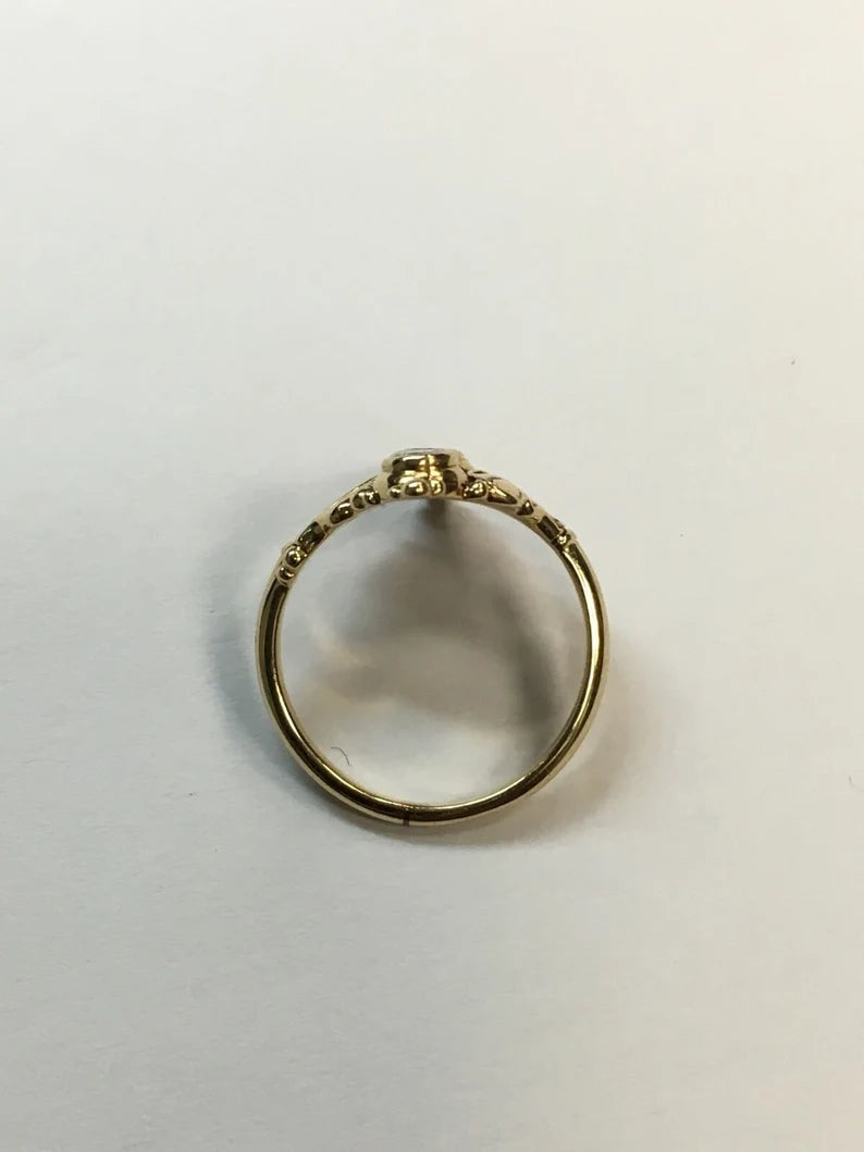 Retro Gold 0.65 Carat Natural Round Brilliant Colorless Diamond Engagement Ring