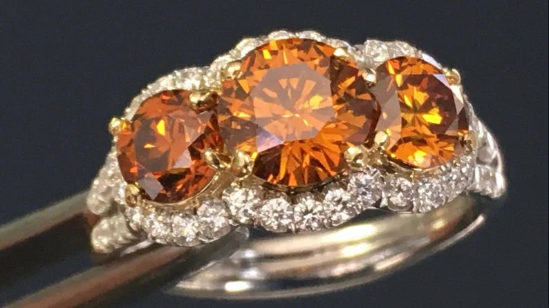GIA Certified 2.50 Carat Brilliant Natural Deep Orange Platinum Engagement Ring